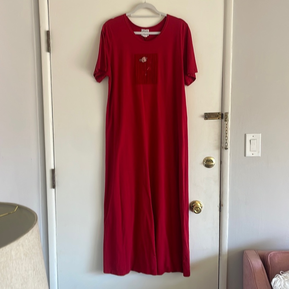Long red vintage t shirt dress